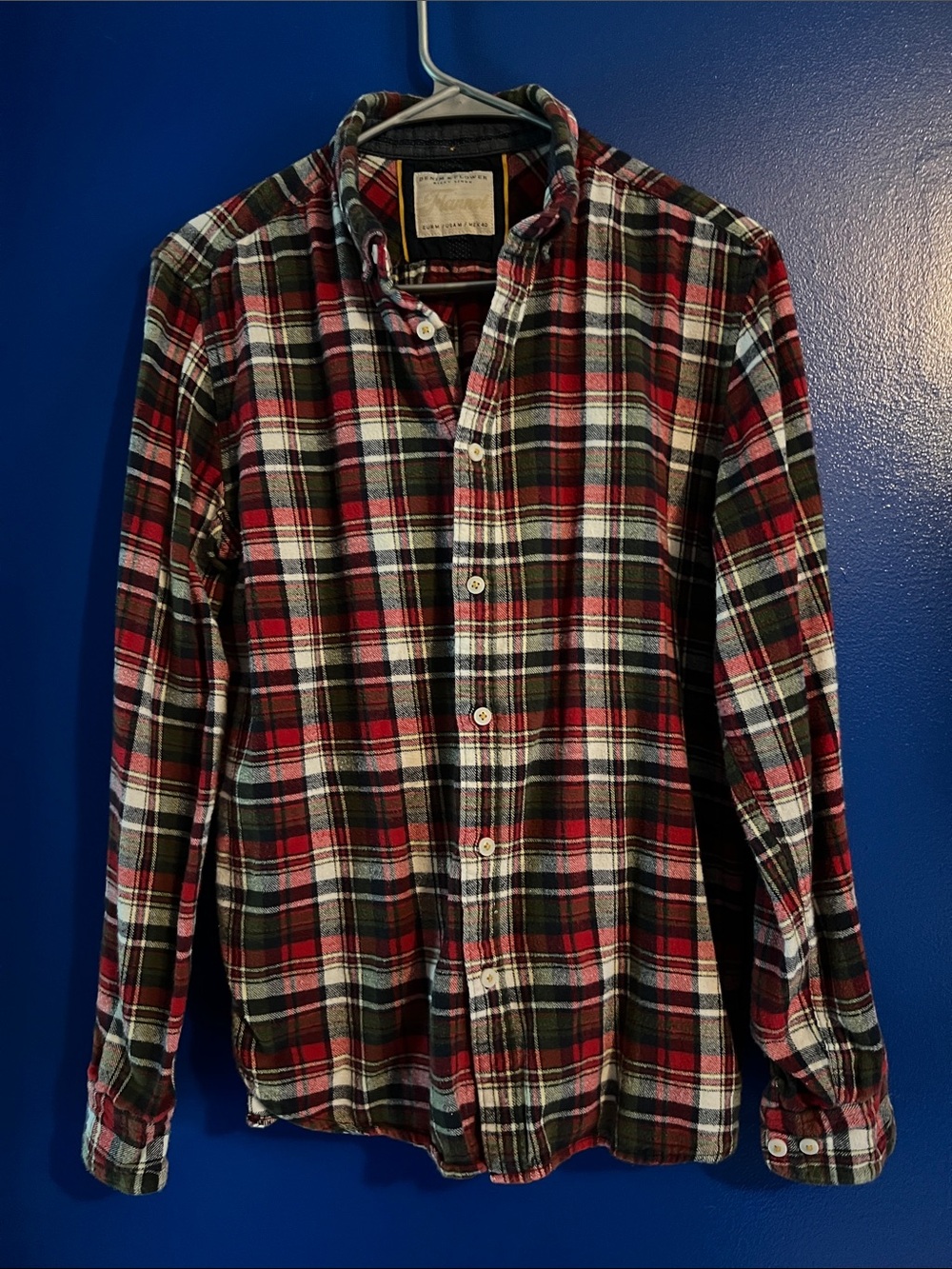 Denim & Flower Red and Green Plaid Button-Down Shirt